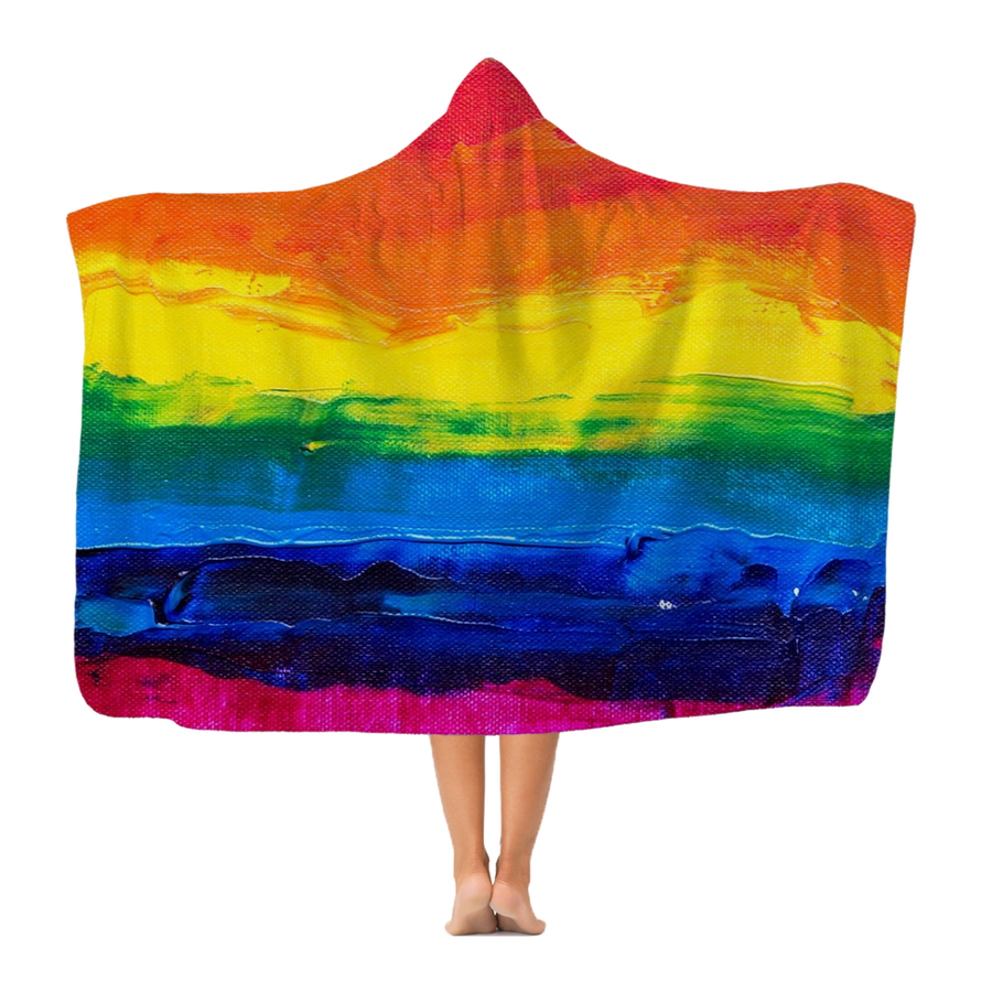 LGBT Pride Rainbow Paint Canvas Premium Hooded Blanket - Mr.SWAGBEAST