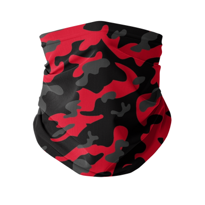 Red Black Grey Camo Sublimation Neck Gaiter - Mr.SWAGBEAST