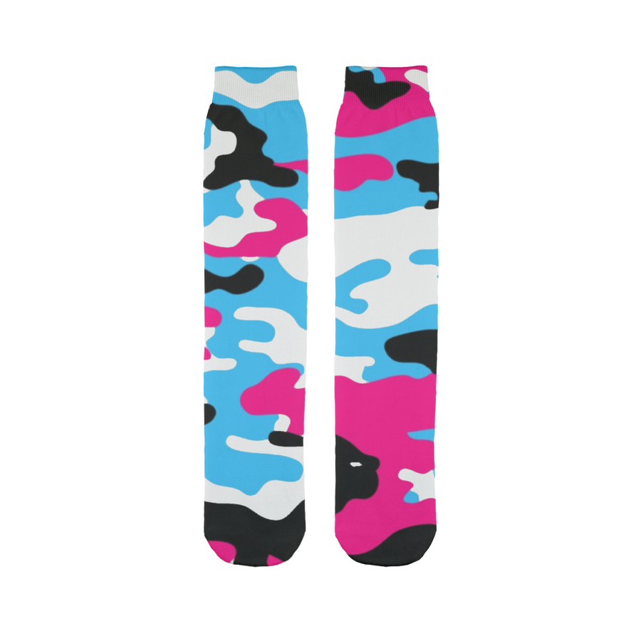 Pink Teal Black White Camo Tube Socks - Mr.SWAGBEAST