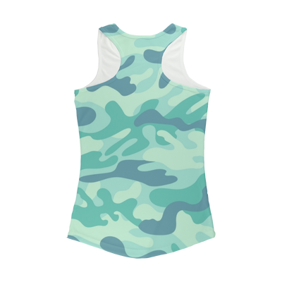 Teal Green Baja Camo Women Performance Tank Top - Mr.SWAGBEAST