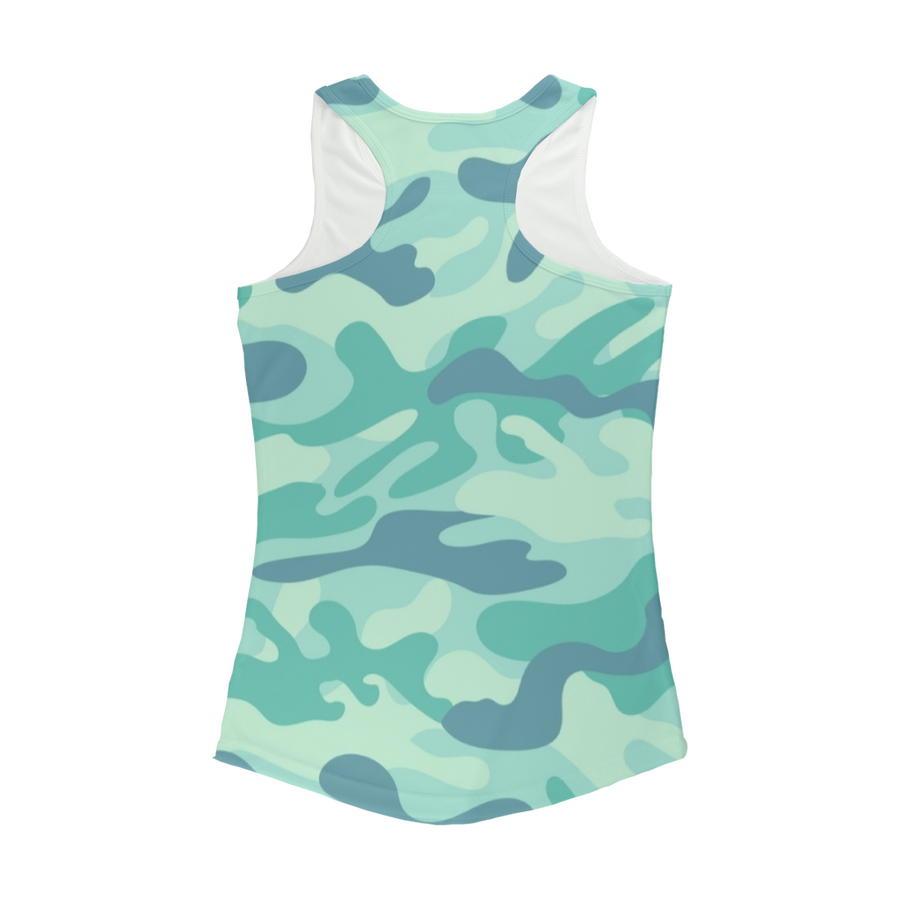 Teal Green Baja Camo Women Performance Tank Top - Mr.SWAGBEAST