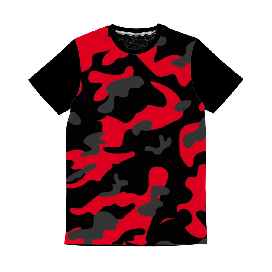 Red Black Grey Camo Classic Sublimation Panel T-Shirt - Mr.SWAGBEAST