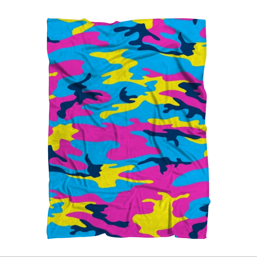 Pink Yellow Blue Camo Premium Adult Blanket - Mr.SWAGBEAST
