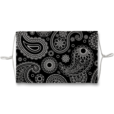 Black with White Bandana Paisleys Face Mask - Mr.SWAGBEAST