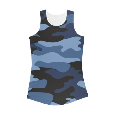 Dark Blues Camo Women Performance Tank Top - Mr.SWAGBEAST