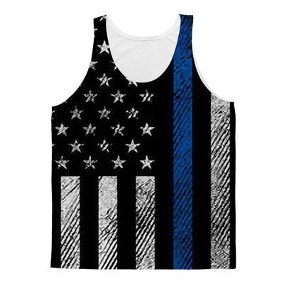 Blue Lives Matter Blue Lives Matter Flag Adult Tank Top - Mr.SWAGBEAST