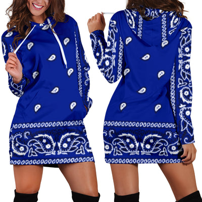 Crip Cuz Blue Bandana Hoodie Dress - Mr.SWAGBEAST