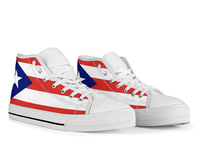 Puerto Rico Flag High Top Custom Sneaker Shoes with White Soles - Mr.SWAGBEAST