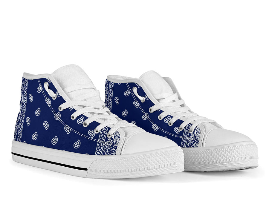 Crip Blue Bandana High Top White Sole Chuck Sneakers - Mr.SWAGBEAST