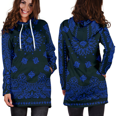 Crip Cuz Blue Black Bandana Hoodie Dress - Mr.SWAGBEAST