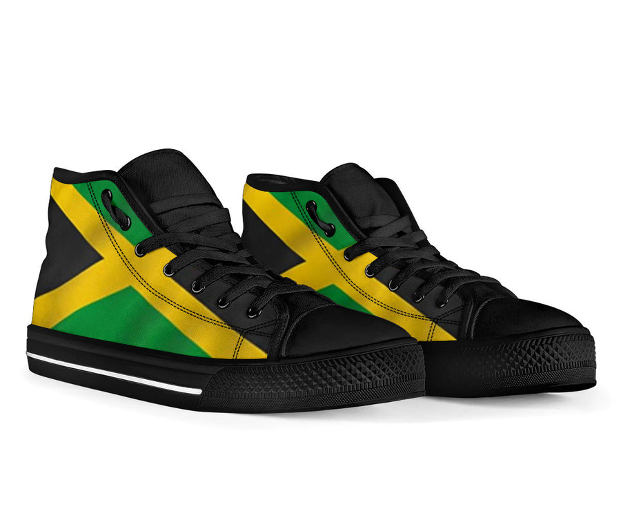 Jamaican Flag High Top Sneakers Custom Shoes with Black Soles - Mr.SWAGBEAST