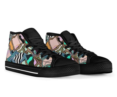 Zebra Cheetah Pink Designer High Top Sneaker Custom Shoes with Black Sole - Mr.SWAGBEAST
