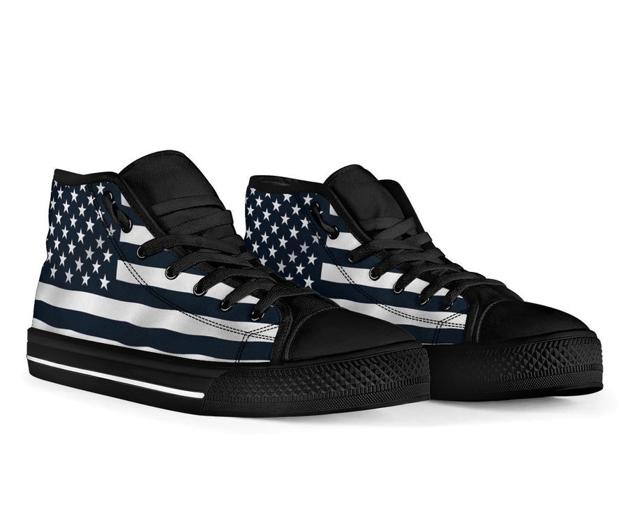 Black and White American Flag High Top Sneakers - Mr.SWAGBEAST