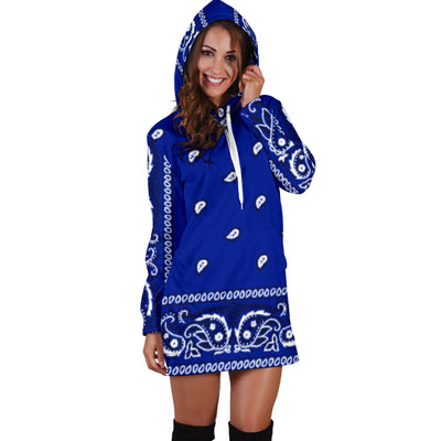 Crip Cuz Blue Bandana Hoodie Dress - Mr.SWAGBEAST