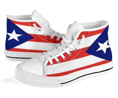 Puerto Rico Flag High Top Custom Sneaker Shoes with White Soles - Mr.SWAGBEAST