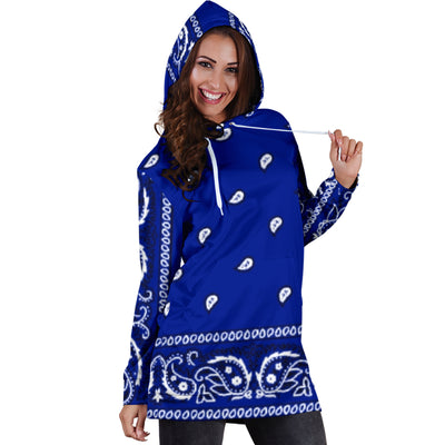 Crip Cuz Blue Bandana Hoodie Dress - Mr.SWAGBEAST