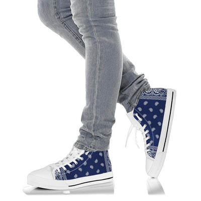 Crip Blue Bandana High Top White Sole Chuck Sneakers - Mr.SWAGBEAST