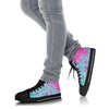 Teal with Pink Paint Spots High Top Sneakers Custom Shoes with Black Soles - Mr.SWAGBEAST