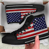 American Wooden Texture Flag High Top Sneakers Custom Shoes with Black Soles - Mr.SWAGBEAST