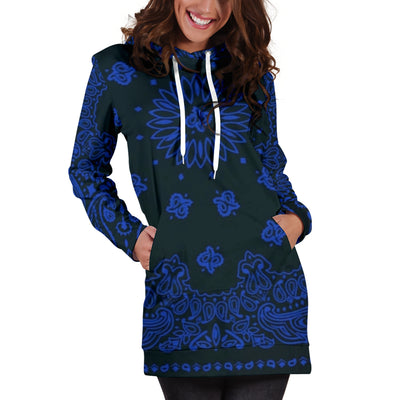 Crip Cuz Blue Black Bandana Hoodie Dress - Mr.SWAGBEAST