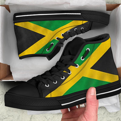 Jamaican Flag High Top Sneakers Custom Shoes with Black Soles - Mr.SWAGBEAST
