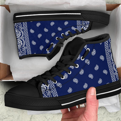 Blue Bandana Crip Cuzz High Top Sneakers - Mr.SWAGBEAST