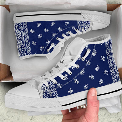 Crip Blue Bandana High Top White Sole Chuck Sneakers - Mr.SWAGBEAST