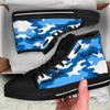 Snow Cap Blue White Camo High Top Sneakers Custom Shoes with Black Soles - Mr.SWAGBEAST