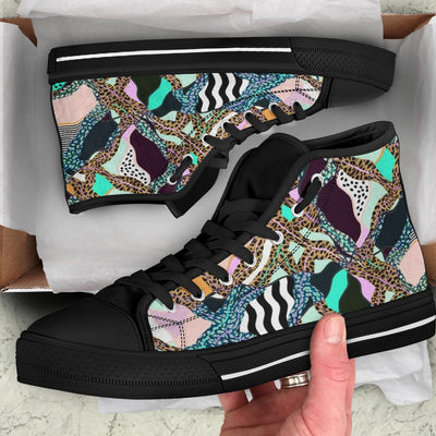 Zebra Cheetah Pink Designer High Top Sneaker Custom Shoes with Black Sole - Mr.SWAGBEAST