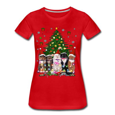 Cat Lover Christmas Tree Funny Christmas Women’s Premium T-shirt - Mr.SWAGBEAST
