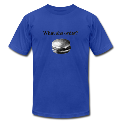 What She Order? Fish Filet Funny Men/Unisex Premium Adult T-Shirt - Mr.SWAGBEAST