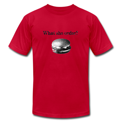 What She Order? Fish Filet Funny Men/Unisex Premium Adult T-Shirt - Mr.SWAGBEAST