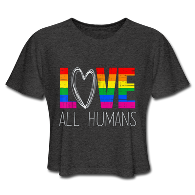 Love All Humans LGBTQ Pride Rainbow Women’s Premium Adult Cropped T-Shirt - Mr.SWAGBEAST