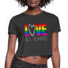 Love All Humans LGBTQ Pride Rainbow Women’s Premium Adult Cropped T-Shirt - Mr.SWAGBEAST