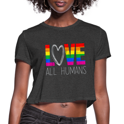 Love All Humans LGBTQ Pride Rainbow Women’s Premium Adult Cropped T-Shirt - Mr.SWAGBEAST