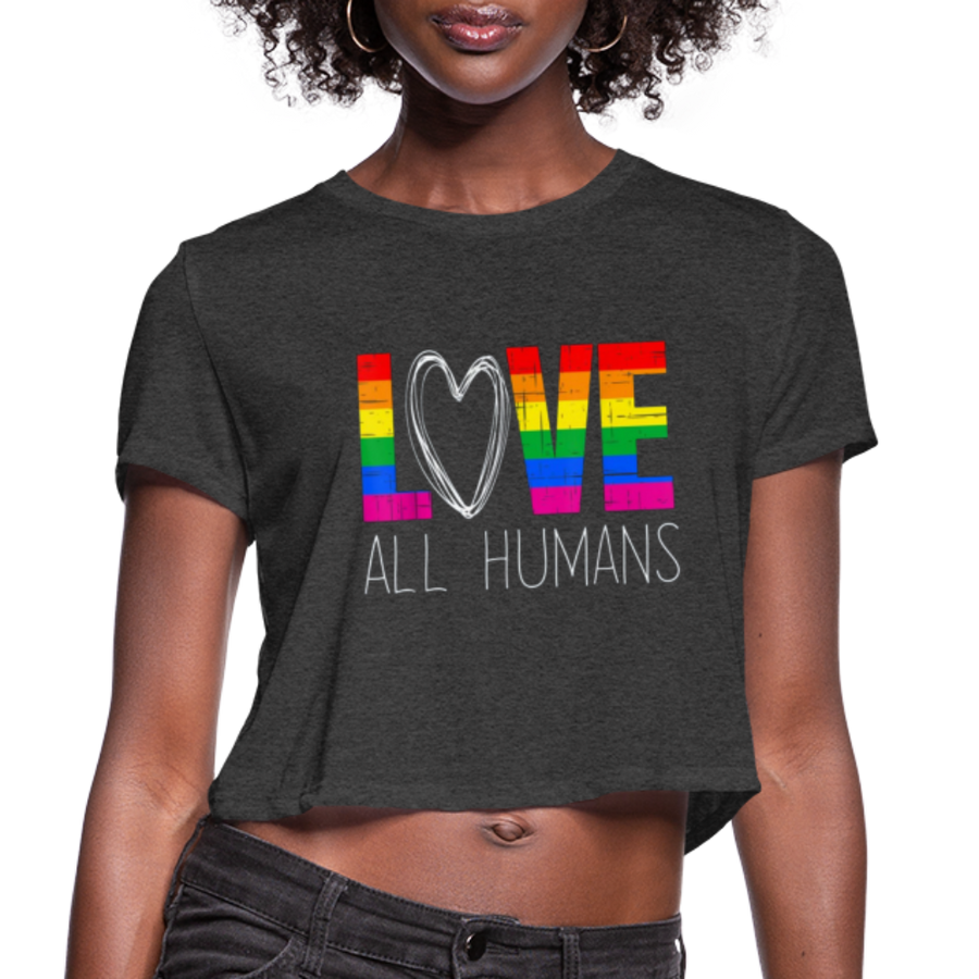 Love All Humans LGBTQ Pride Rainbow Women’s Premium Adult Cropped T-Shirt - Mr.SWAGBEAST