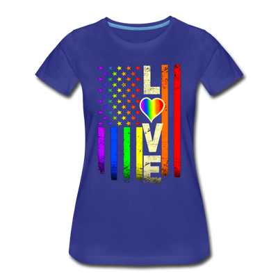 LGBTQ American Rainbow Pride Love Flag Women's Premium T-shirt - Mr.SWAGBEAST