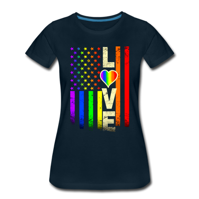 LGBTQ American Rainbow Pride Love Flag Women's Premium T-shirt - Mr.SWAGBEAST