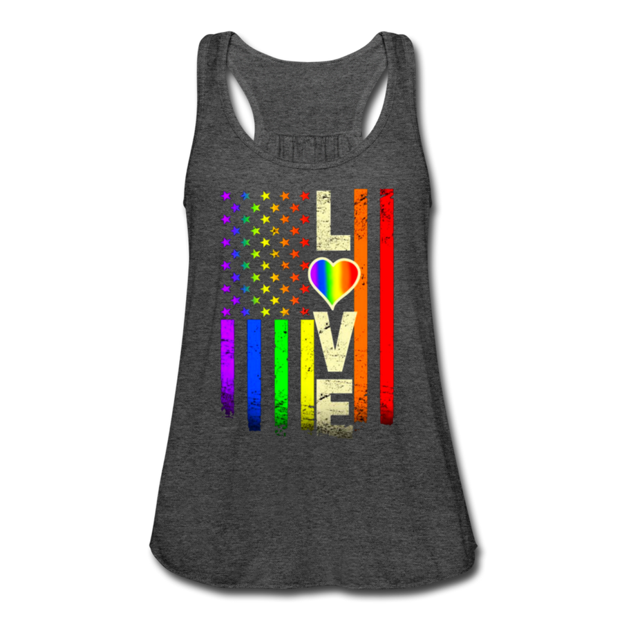 LGBTQ American Rainbow Pride Love Flag Women's Flowy Tank Top - Mr.SWAGBEAST