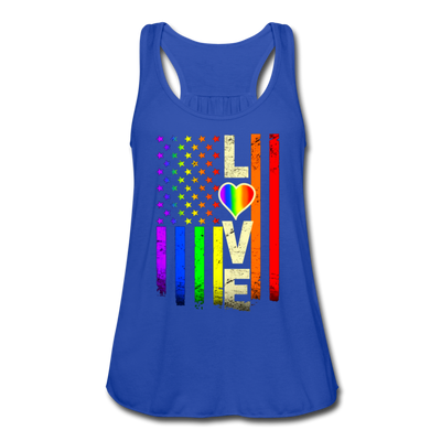 LGBTQ American Rainbow Pride Love Flag Women's Flowy Tank Top - Mr.SWAGBEAST