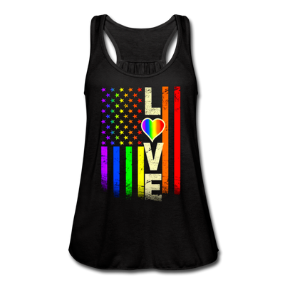 LGBTQ American Rainbow Pride Love Flag Women's Flowy Tank Top - Mr.SWAGBEAST