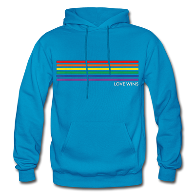 LGBTQ Rainbow Pride Flag Stripes Love Wins Men's/Unisex Premium Adult Pullover Hoodie - Mr.SWAGBEAST