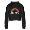 Be You LGBTQ Rainbow Pride Women’s Cropped Premium Pullover Hoodie - Mr.SWAGBEAST