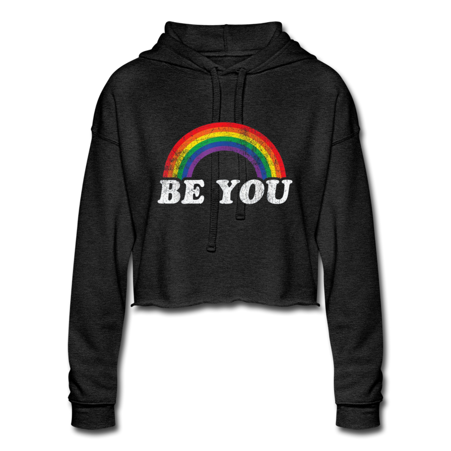 Be You LGBTQ Rainbow Pride Women’s Cropped Premium Pullover Hoodie - Mr.SWAGBEAST