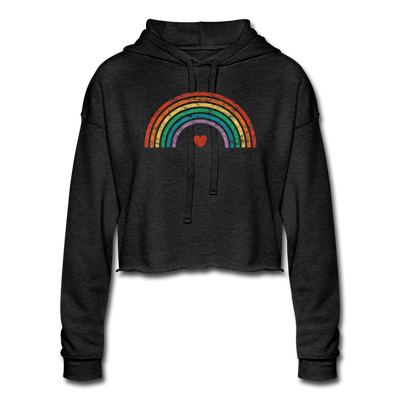 Rainbow Heart LGBTQ Pride Women’s Cropped Premium Pullover Hoodie - Mr.SWAGBEAST