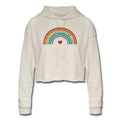 Rainbow Heart LGBTQ Pride Women’s Cropped Premium Pullover Hoodie - Mr.SWAGBEAST