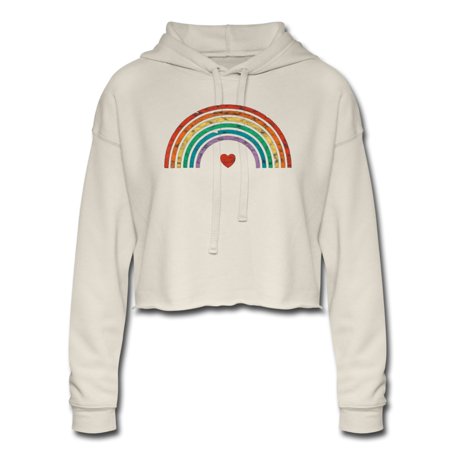 Rainbow Heart LGBTQ Pride Women’s Cropped Premium Pullover Hoodie - Mr.SWAGBEAST