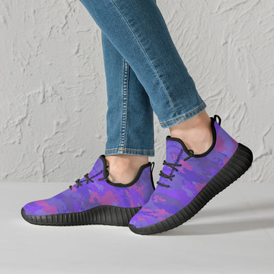 Purple Pink Pastel Camo Pattern Mesh Knit Sneakers - Mr.SWAGBEAST