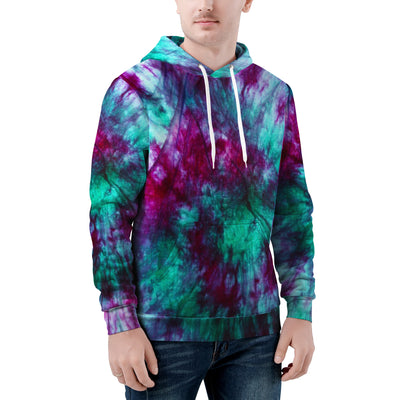 Teal Purple Tie Dye Men/Unisex Premium Adult Hoodie - Mr.SWAGBEAST