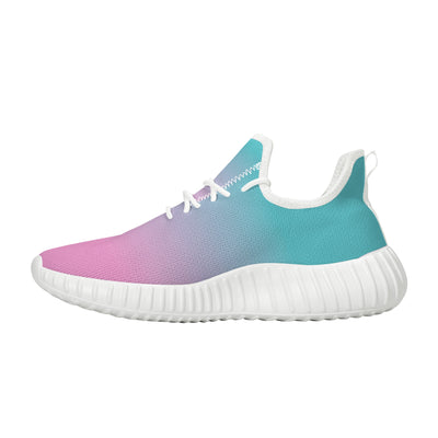Pink fade to Teal Yeezy Styled Sneakers - White Soles - Mr.SWAGBEAST